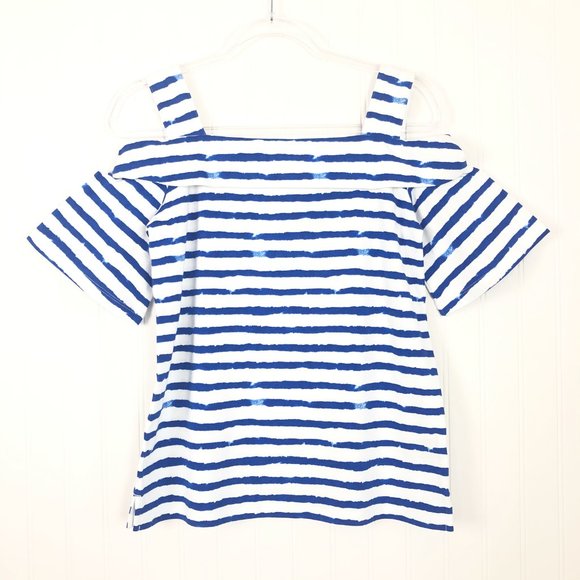 Ralph Lauren Cold-Shoulder Striped Top - Picture 2 of 8